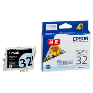 （まとめ） エプソン EPSON インクカートリッジ ライトシアン ICLC32 1個 【×4セット】 - 拡大画像