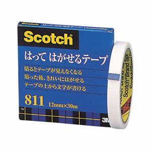 （まとめ） 3M スコッチ はってはがせるテープ 811 大巻 12mm×30m 紙箱入 カット金具付 811-3-12 1巻 【×10セット】 - 拡大画像