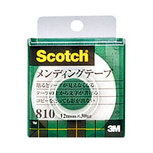 （まとめ） 3M スコッチ メンディングテープ 810 小巻 12mm×30m クリアケース入 810-1-12C 1巻 【×15セット】 - 拡大画像