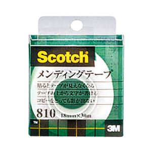 （まとめ） 3M スコッチ メンディングテープ 810 小巻 18mm×30m クリアケース入 810-1-18C 1巻 【×10セット】 - 拡大画像