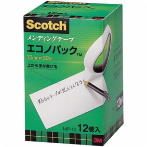 （まとめ） 3M スコッチ メンディングテープ エコノパック 大巻 12mm×30m 紙箱入 業務用パック MP-12 1パック（12巻） 【×2セット】 - 拡大画像