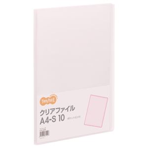 （まとめ） TANOSEE クリアファイル A4タテ 10ポケット 背幅8mm ピンク 1冊 【×50セット】 - 拡大画像