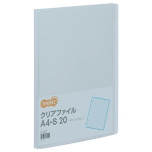 （まとめ） TANOSEE クリアファイル A4タテ 20ポケット 背幅14mm ブルー 1冊 【×40セット】 - 拡大画像