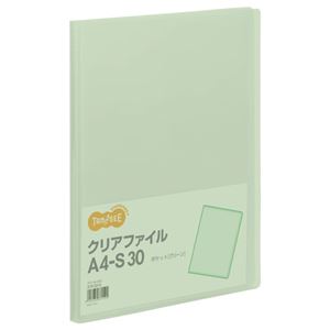 （まとめ） TANOSEE クリアファイル A4タテ 30ポケット 背幅17mm グリーン 1冊 【×30セット】 - 拡大画像
