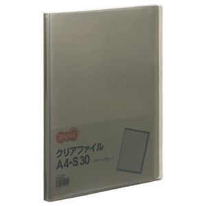（まとめ） TANOSEE クリアファイル A4タテ 30ポケット 背幅17mm グレー 1冊 【×30セット】 - 拡大画像