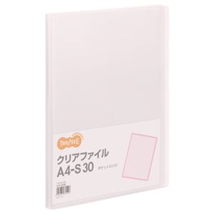 （まとめ） TANOSEE クリアファイル A4タテ 30ポケット 背幅17mm ピンク 1冊 【×30セット】 - 拡大画像