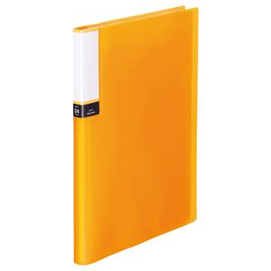 （まとめ） TANOSEE クリアブック（透明表紙） A4タテ 24ポケット 背幅15mm オレンジ 1冊 【×10セット】 - 拡大画像