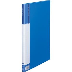 （まとめ） TANOSEE クリヤーファイル（台紙入） A4タテ 20ポケット 背幅14mm ブルー 1冊 【×5セット】 - 拡大画像
