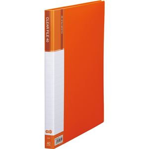 （まとめ） TANOSEE クリヤーファイル（台紙入） A4タテ 40ポケット 背幅23mm オレンジ 1冊 【×5セット】 - 拡大画像