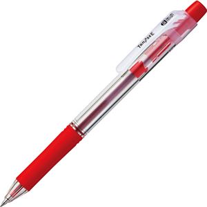 （まとめ） TANOSEE ノック式油性ボールペン ロング芯タイプ 0.5mm 赤 1本 【×60セット】 - 拡大画像