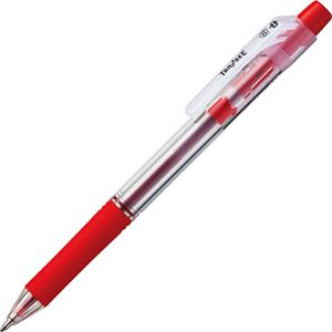 （まとめ） TANOSEE ノック式油性ボールペン ロング芯タイプ 1.0mm 赤 1セット（10本） 【×5セット】 - 拡大画像