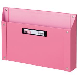 （まとめ） TANOSEE マグネットボックス（貼り表紙） A4サイズ ピンク 1個 【×4セット】 - 拡大画像