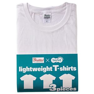 （まとめ） TANOSEE ライトウェイトTシャツ ホワイト L 1パック（3着） 【×2セット】 - 拡大画像