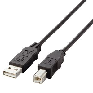 （まとめ） TANOSEE 簡易包装USBケーブル （A）オス-（B）オス ブラック 1.5m 1本 【×5セット】 - 拡大画像