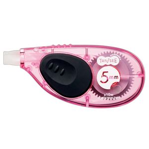 （まとめ） TANOSEE 修正テープ ヨコ引き 5mm幅×10m ピンク 1個 【×30セット】 - 拡大画像