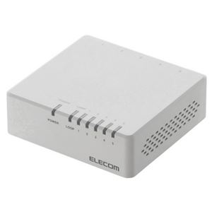 （まとめ） エレコム 100BASE-TX対応 スイッチングハブ 5ポート プラスチック筐体 ホワイト EHC-F05PA-W 1台 【×4セット】 - 拡大画像
