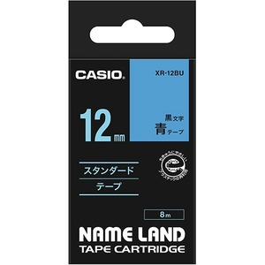 （まとめ） カシオ CASIO ネームランド NAME LAND スタンダードテープ 12mm×8m 青／黒文字 XR-12BU 1個 【×5セット】 - 拡大画像