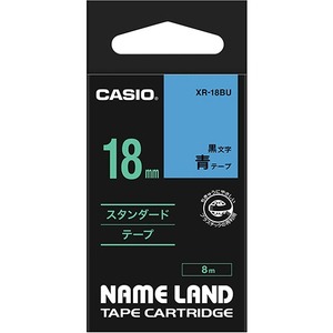 （まとめ） カシオ CASIO ネームランド NAME LAND スタンダードテープ 18mm×8m 青／黒文字 XR-18BU 1個 【×4セット】 - 拡大画像