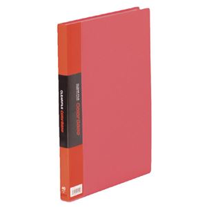 （まとめ） キングジム クリアファイル カラーベースW A4タテ 40ポケット 背幅24mm 赤 132CW 1冊 【×4セット】 - 拡大画像