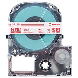 （まとめ） キングジム テプラ PRO テープカートリッジ 12mm 透明／赤文字 ST12R 1個 【×5セット】 - 拡大画像