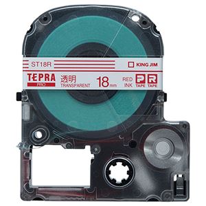 （まとめ） キングジム テプラ PRO テープカートリッジ 18mm 透明／赤文字 ST18R 1個 【×4セット】 - 拡大画像