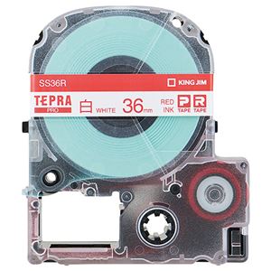 （まとめ） キングジム テプラ PRO テープカートリッジ 36mm 白／赤文字 SS36R 1個 【×2セット】 - 拡大画像