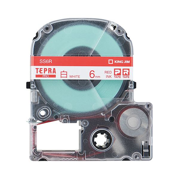 （まとめ） キングジム テプラ PRO テープカートリッジ 6mm 白／赤文字 SS6R 1個 (×5セット) b04