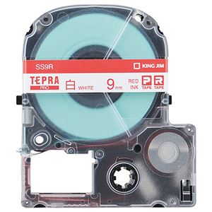 （まとめ） キングジム テプラ PRO テープカートリッジ 9mm 白／赤文字 SS9R 1個 【×5セット】 - 拡大画像
