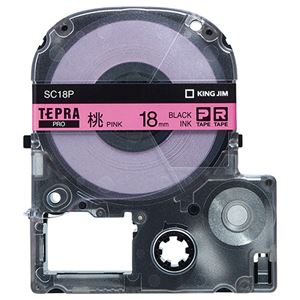 （まとめ） キングジム テプラ PRO テープカートリッジ パステル 18mm ピンク／黒文字 SC18P 1個 【×4セット】 - 拡大画像