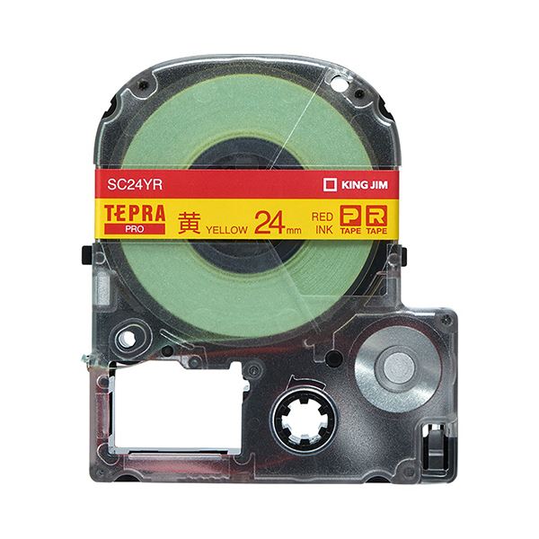 （まとめ） キングジム テプラ PRO テープカートリッジ パステル 24mm 黄／赤文字 SC24YR 1個 (×4セット) b04