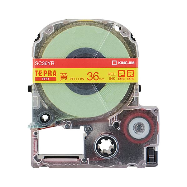 （まとめ） キングジム テプラ PRO テープカートリッジ パステル 36mm 黄／赤文字 SC36YR 1個 (×2セット) b04