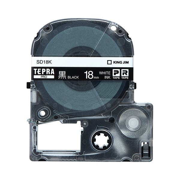 （まとめ） キングジム テプラ PRO テープカートリッジ ビビッド 18mm 黒／白文字 SD18K 1個 (×4セット) b04