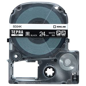 （まとめ） キングジム テプラ PRO テープカートリッジ ビビッド 24mm 黒／白文字 SD24K 1個 【×4セット】 - 拡大画像