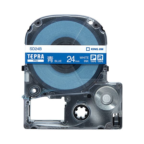 （まとめ） キングジム テプラ PRO テープカートリッジ ビビッド 24mm 青／白文字 SD24B 1個 (×4セット) b04