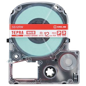 （まとめ） キングジム テプラ PRO テープカートリッジ 強粘着 12mm 白／赤文字 SS12RW 1個 【×5セット】 - 拡大画像