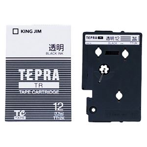 （まとめ） キングジム テプラ TR テープカートリッジ 12mm 透明／黒文字 TT12K 1個 【×4セット】 - 拡大画像