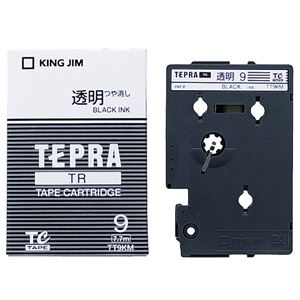 （まとめ） キングジム テプラ TR テープカートリッジ 9mm 透明／黒文字 TT9KM 1個 【×4セット】 - 拡大画像