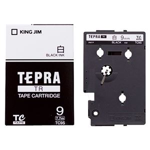 （まとめ） キングジム テプラ TR テープカートリッジ 9mm 白／黒文字 TC9S 1個 【×4セット】 - 拡大画像