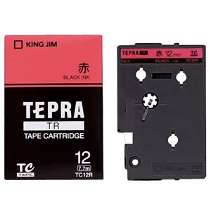（まとめ） キングジム テプラ TR テープカートリッジ パステル 12mm 赤／黒文字 TC12R 1個 【×4セット】 - 拡大画像