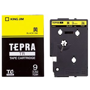 （まとめ） キングジム テプラ TR テープカートリッジ パステル 9mm 黄／黒文字 TC9Y 1個 【×4セット】 - 拡大画像