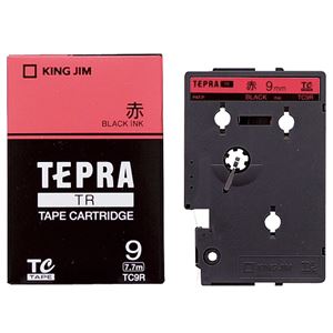 （まとめ） キングジム テプラ TR テープカートリッジ パステル 9mm 赤／黒文字 TC9R 1個 【×4セット】 - 拡大画像