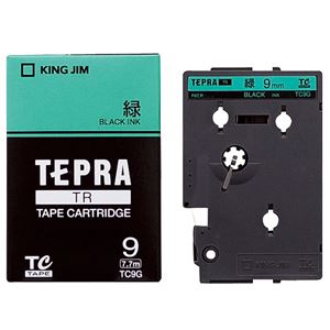 （まとめ） キングジム テプラ TR テープカートリッジ パステル 9mm 緑／黒文字 TC9G 1個 【×4セット】 - 拡大画像