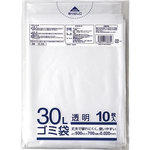 （まとめ） クラフトマン 業務用透明 メタロセン配合厚手ゴミ袋 30L HK-025 1パック（10枚） 【×30セット】 - 拡大画像