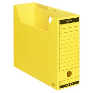 （まとめ） コクヨ ファイルボックス-FS（Bタイプ） A4ヨコ 背幅102mm 黄 フタ付 A4-LFBN-Y 1パック（5冊） 【×3セット】 - 拡大画像
