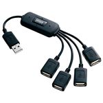 （まとめ） サンワサプライ ケーブルタイプ USB2.0ハブ 4ポート ブラック USB-HUB227BK 1個 【×2セット】