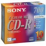 （まとめ） ソニー データ用CD-R 700MB 48倍速 5色カラーMIX 5mmスリムケース 10CDQ80EXS 1パック（10枚：各色2枚） 【×5セット】