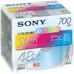 （まとめ） ソニー データ用CD-R 700MB 48倍速 7色カラーMIX 5mmスリムケース 21CDQ80FX 1パック（21枚：各色3枚） 【×3セット】