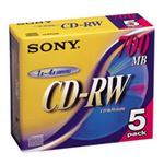 （まとめ） ソニー データ用CD-RW 700MB 4倍速 ブランドシルバー 5CDRW700D 1パック（5枚） 【×5セット】