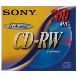（まとめ） ソニー データ用CD-RW 700MB 4倍速 ブランドシルバー CDRW700D 1枚 【×15セット】 - 拡大画像