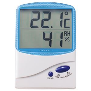 （まとめ） ドリテック デジタル温湿度計 ブルー O-206BL 1個 【×2セット】 - 拡大画像